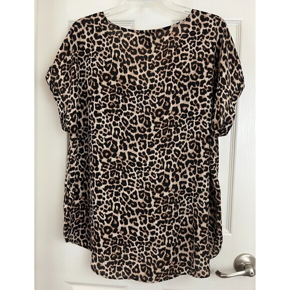 TIME and TRUE - Animal Print Short Sleeve Ruched Sides Knit Maternity Top sz XXL - Picture 5 of 6
